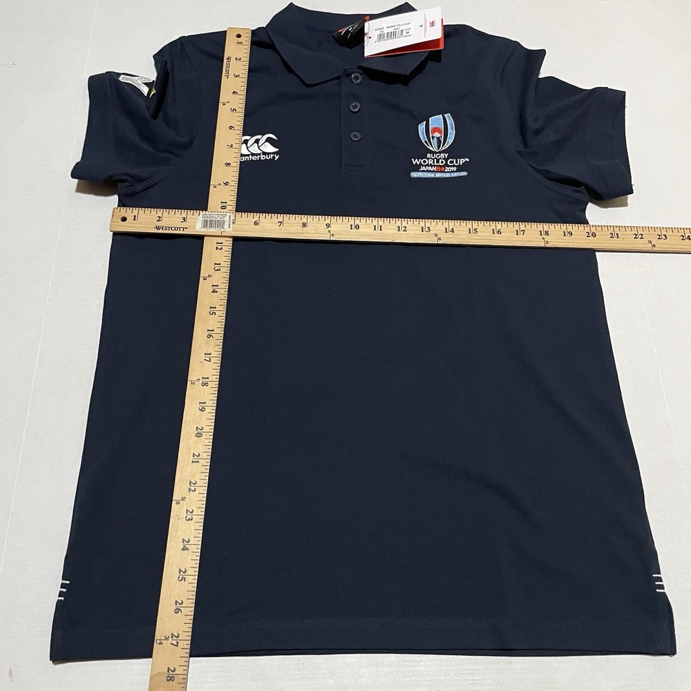 NWT Canterbury Polo Shirt Navy Size Medium Rugby World Cup Logo Japan 2019 - Picture 5 of 6